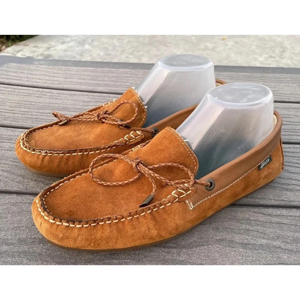 GH Bass Men's Slippers Size‎ 8 Brown Leather Moccasins House Shoes